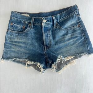 Levi's Blue Distressed Cutoff Denim Shorts 501s - size 27